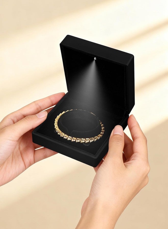 Hatori Luxury Bracelet Box, Velvet Jewelry Bangle Box Storage Case Organizer Holder with LED Light for Wedding, Engagement, Proposal, Birthday and Anniversary - Image 4